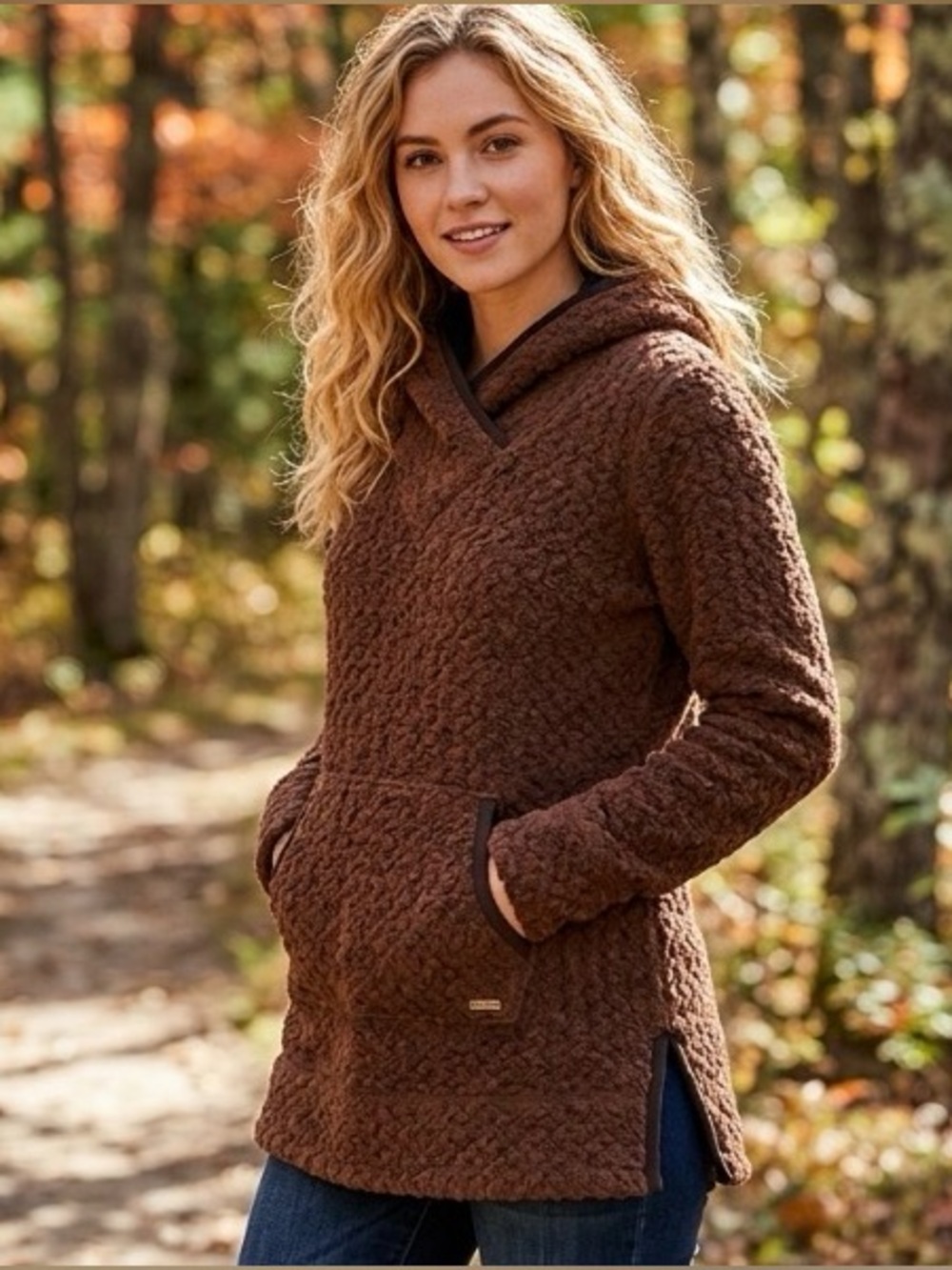 Prana brown textured wool hoodie